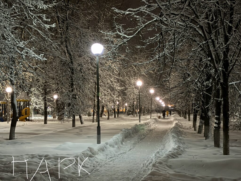Фото Парк Товарково вечер зима Калужская область Дзержинский район